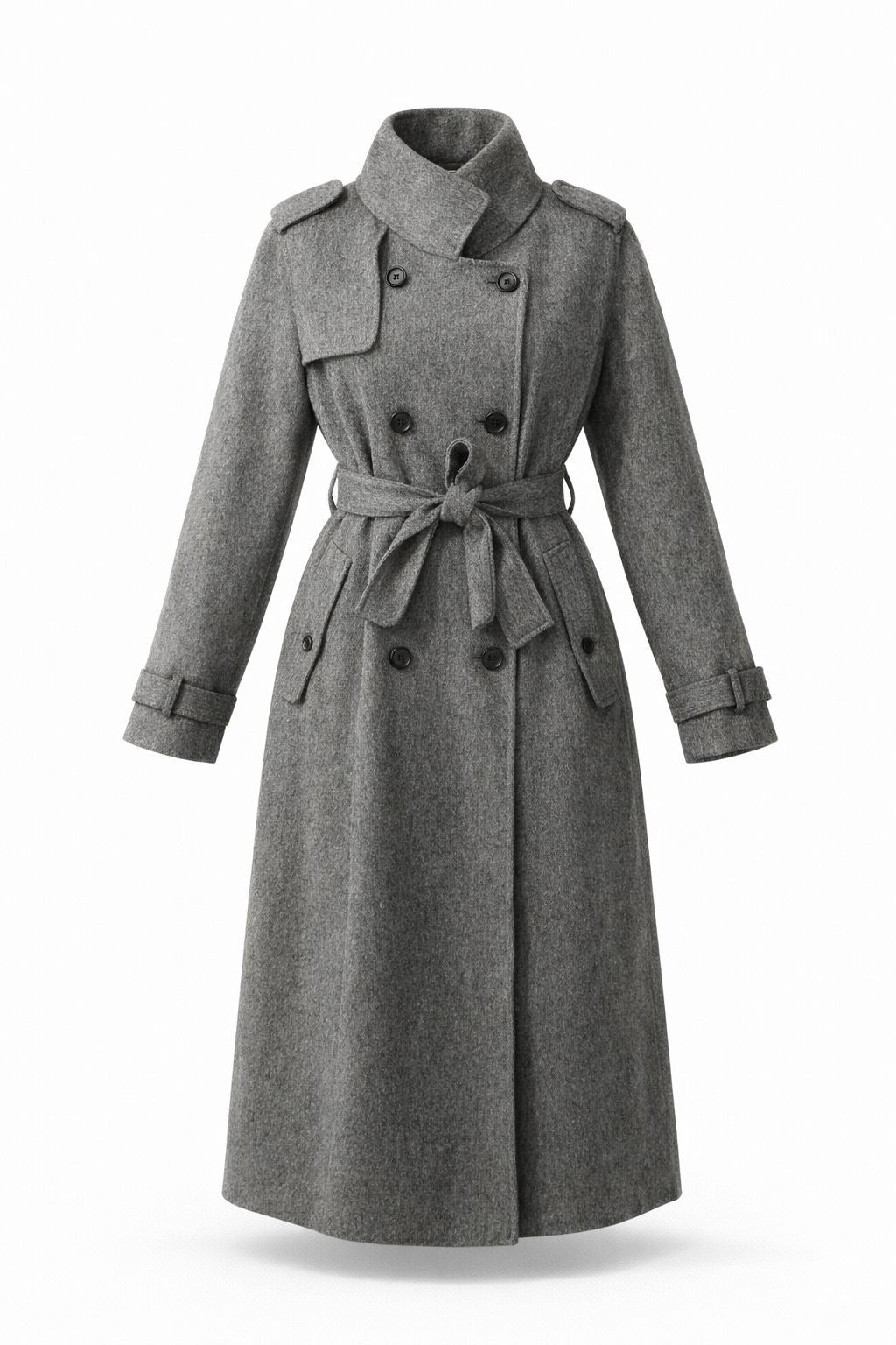 MANTEAU LONG CROISÉ EN LAINE