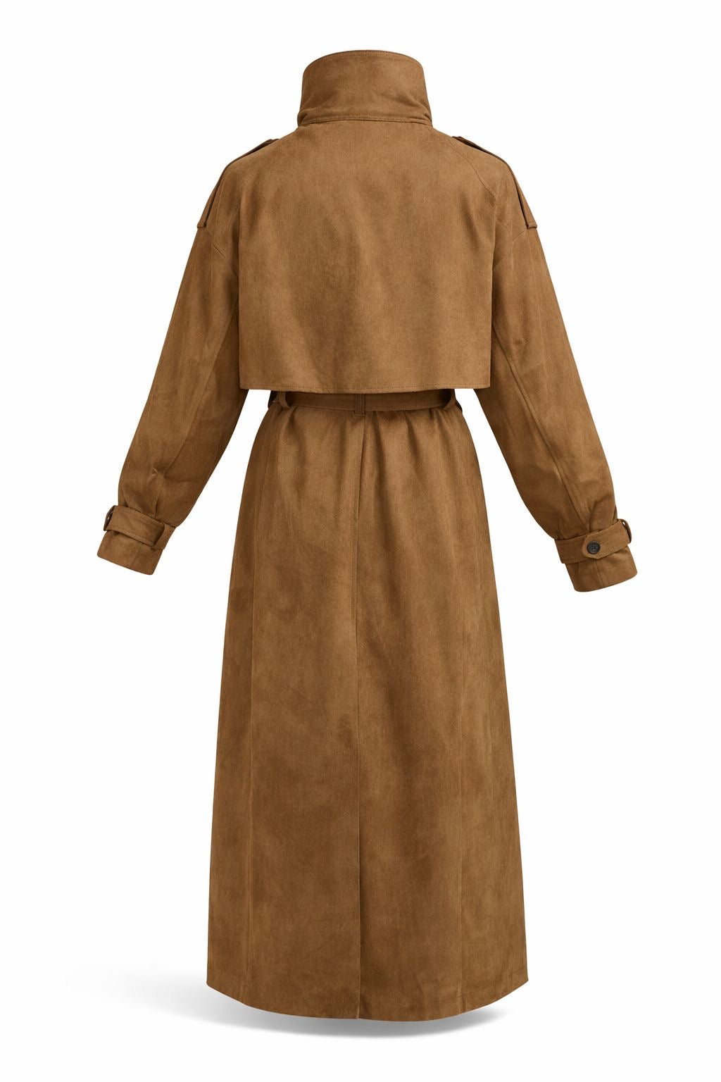 TRENCH LONG EFFET SUÉDINE CEINTURÉ